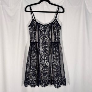 Nanette Lepore Black Lace Fit & Flare Mini Dress